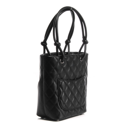 Chanel Calfskin Quilted Small Cambon Tote Black White 3 of 7