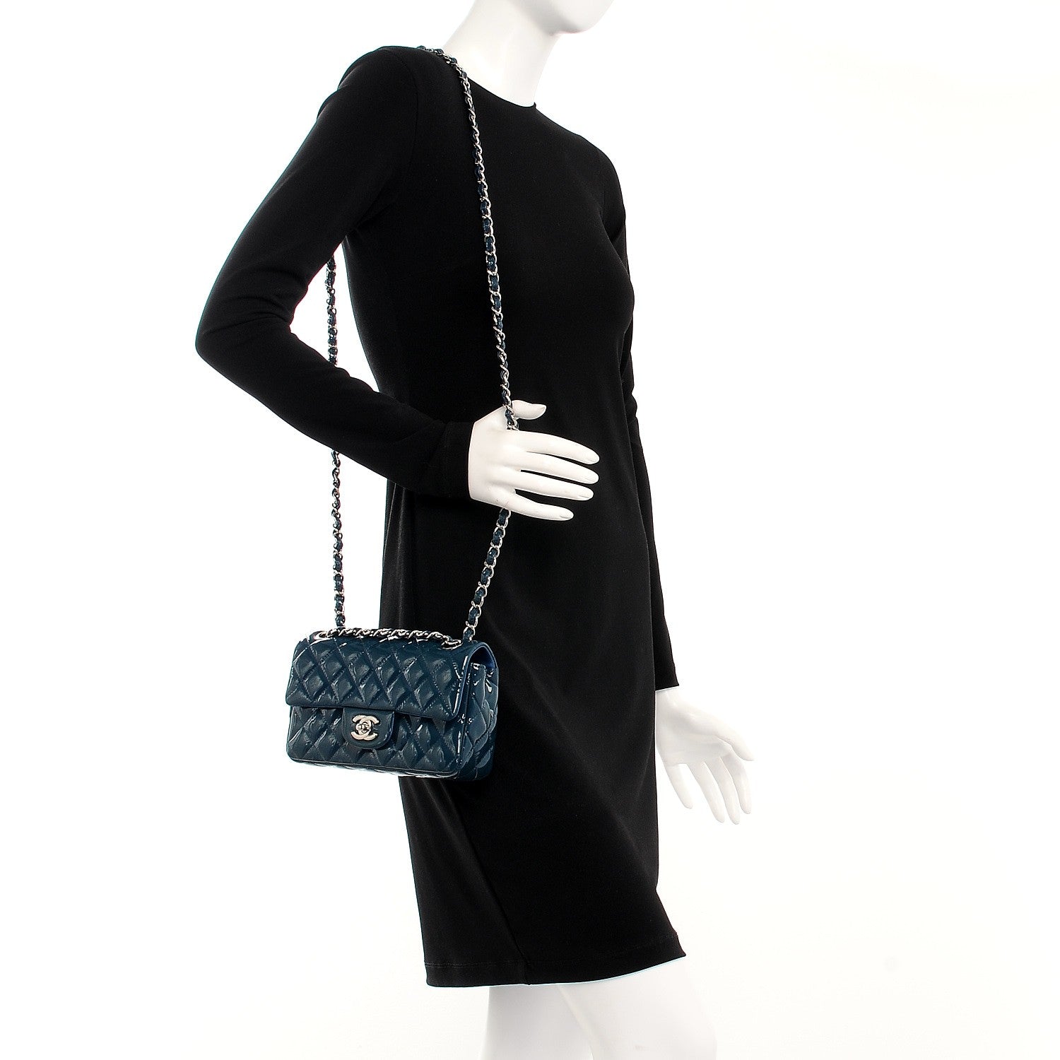Chanel Patent Calfskin Quilted Mini Rectangular Flap Turquoise 2 of 8