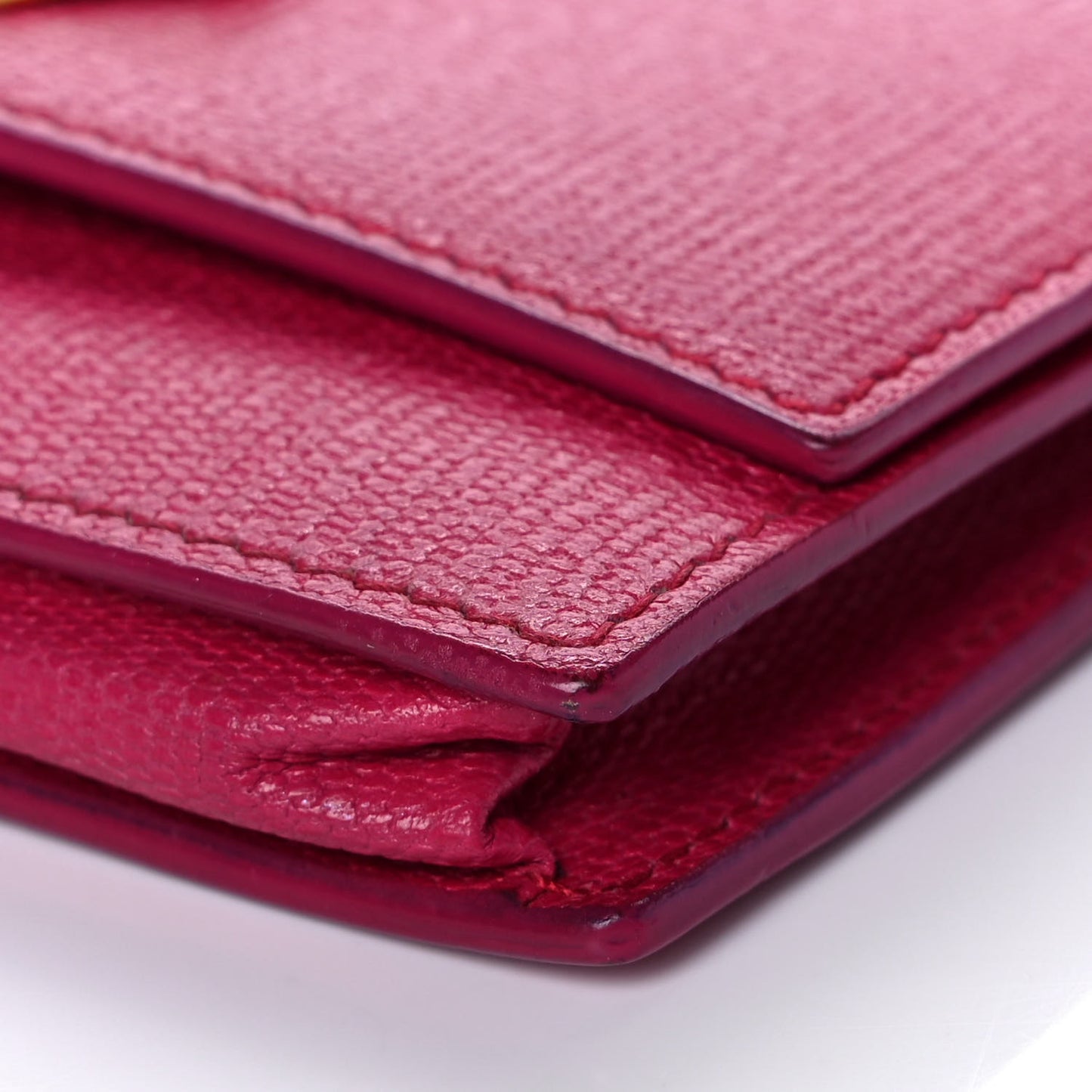 Textured Calfskin Y Card Holder Fuchsia
