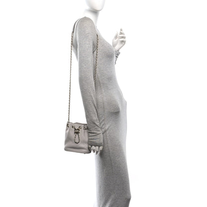 Chanel Goatskin Stitched Chain Bucket Bag Light Grey 2 of 11
