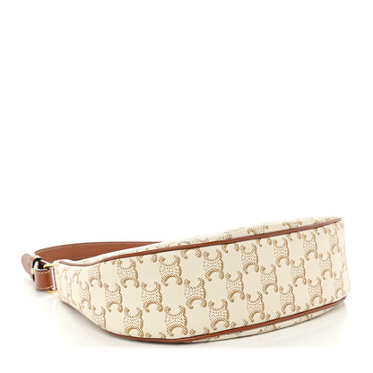 Celine Canvas Calfskin Ava Triomphe Shoulder Bag Grege 4 of 10