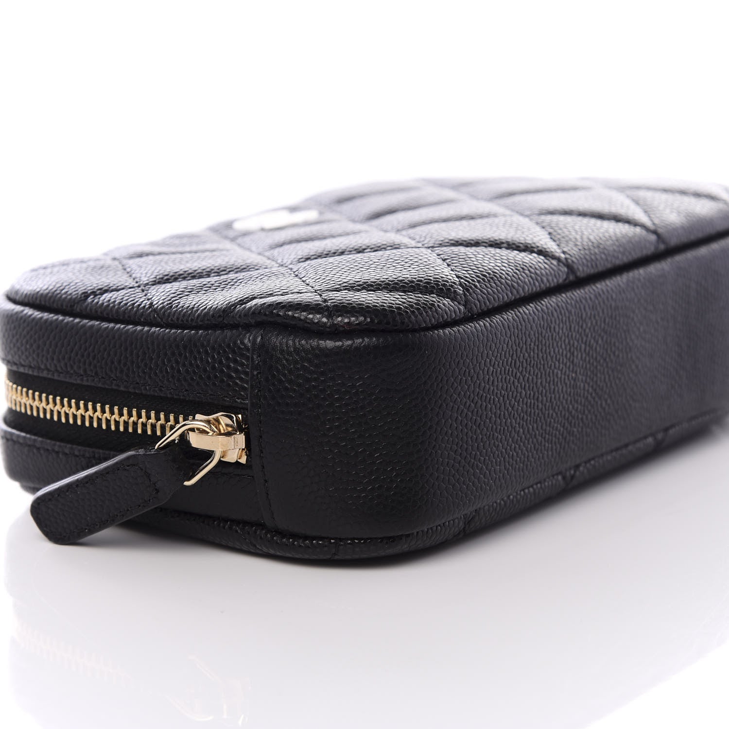 Chanel Caviar Quilted Small Curvy Pouch Cosmetic Case Black 6 of 9