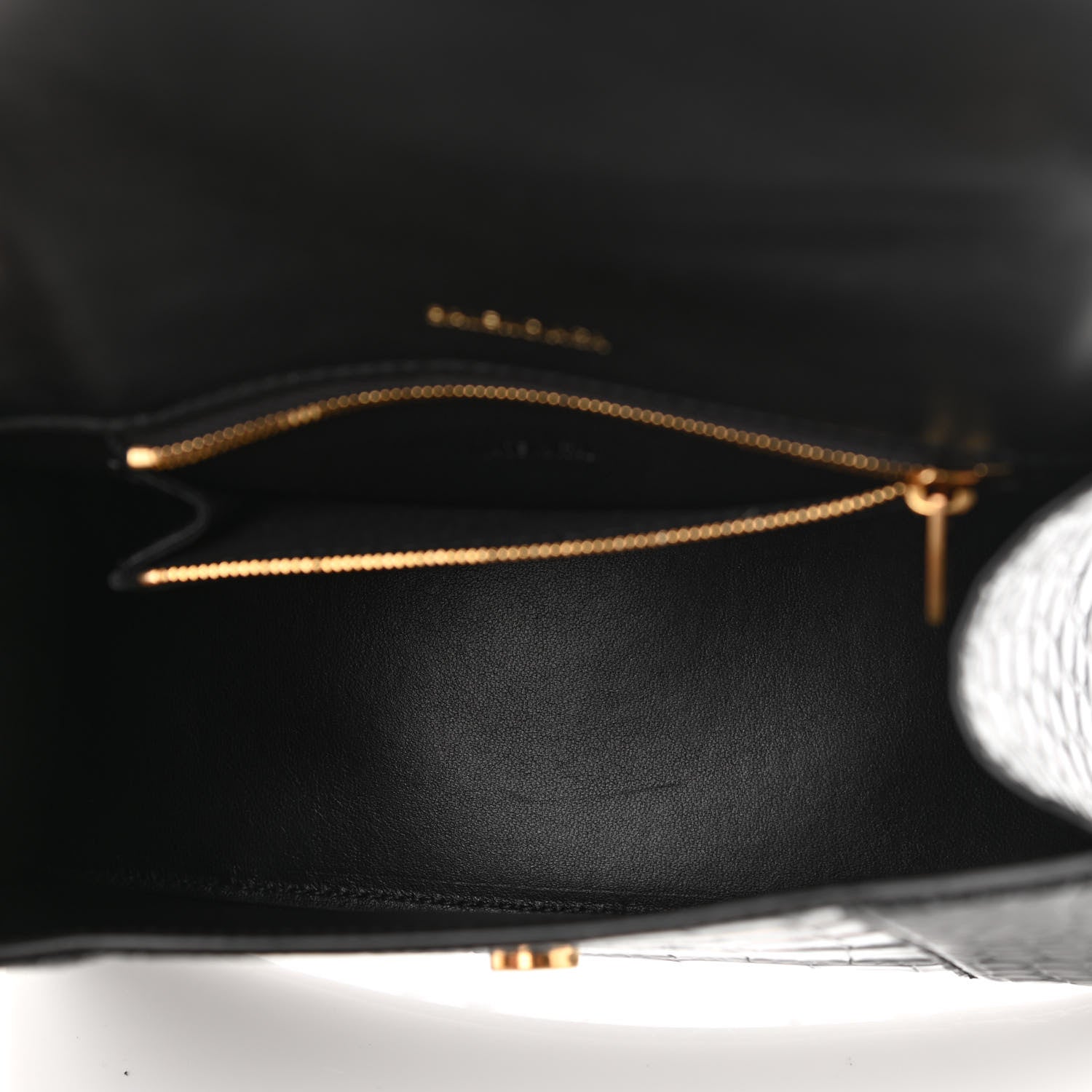 Balenciaga Shiny Calfskin Crocodile Embossed Small Hourglass Top Handle Bag Black 5 of 10