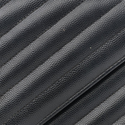Saint Laurent Grain De Poudre Matelasse Chevron Medium Monogram Satchel Black 14 of 18