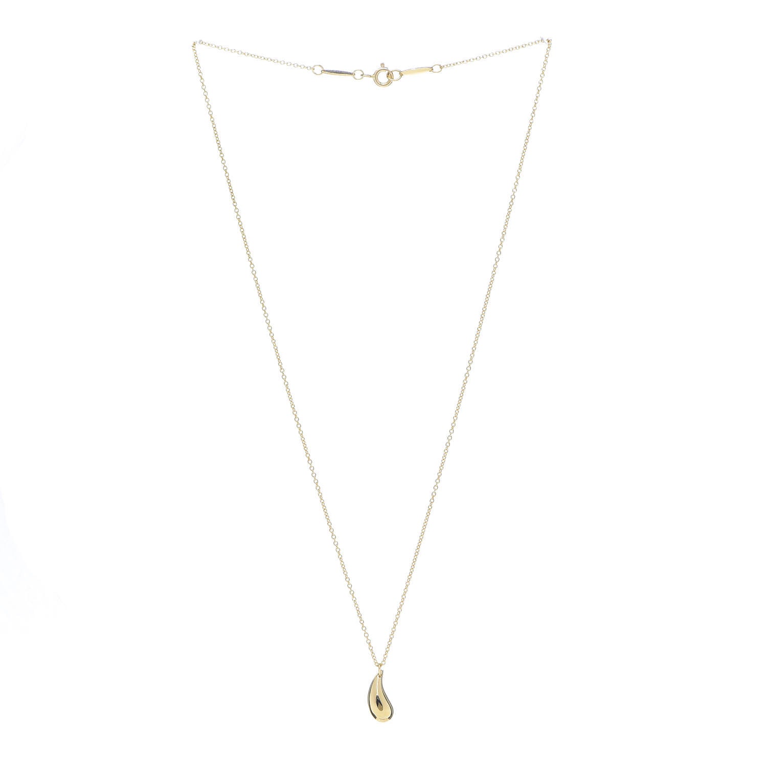 Tiffany 18K Yellow Gold 12mm Elsa Peretti Teardrop Pendant Necklace 1 of 7