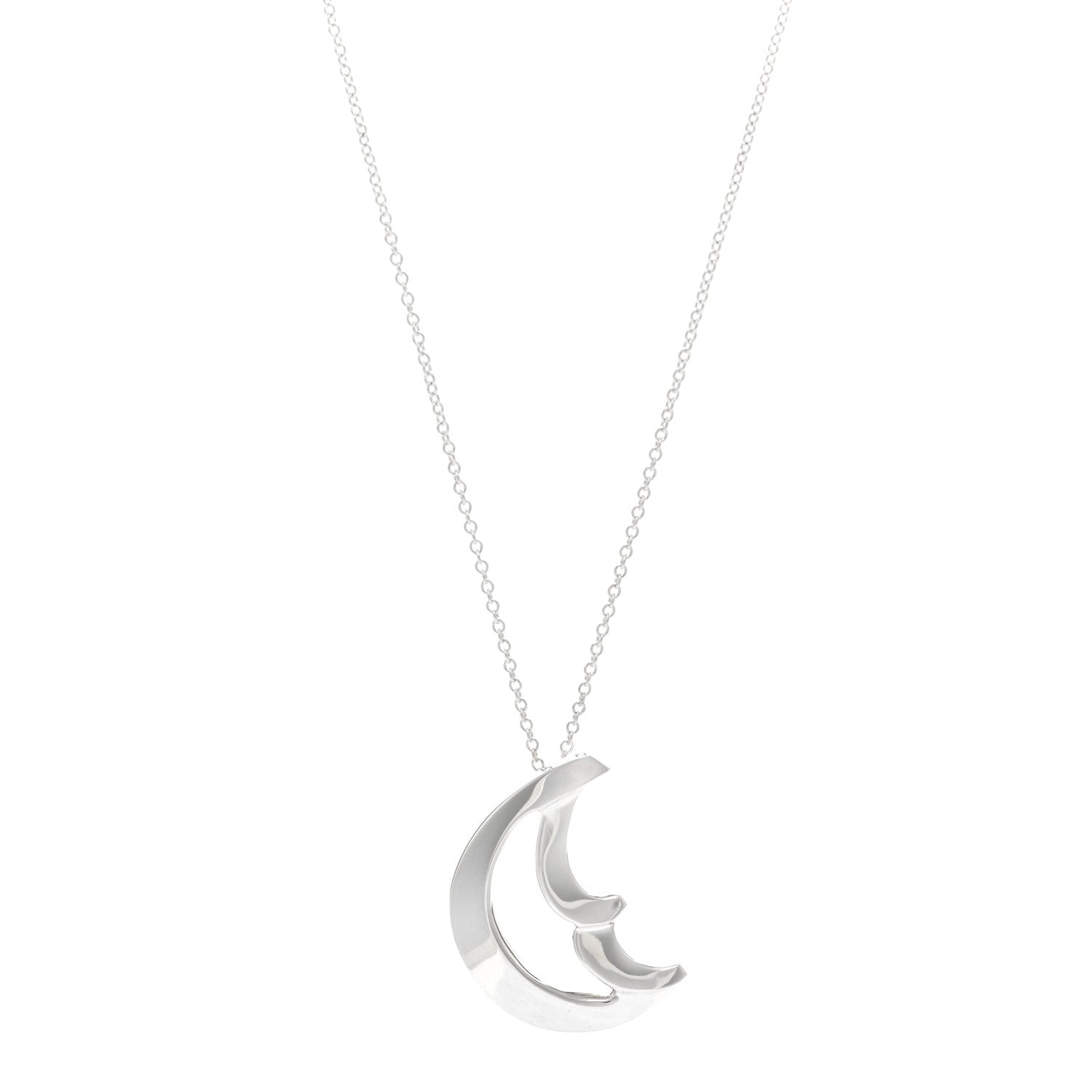 Tiffany Sterling Silver Crescent Moon Pendant Necklace 1 of 4