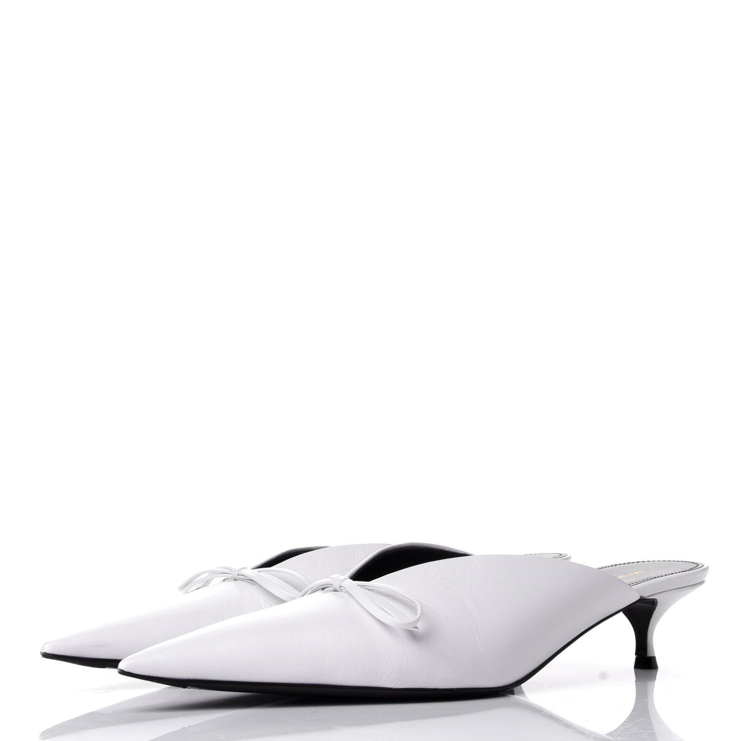 Chevreau Pointed Toe Knife 40mm Mules 39 White