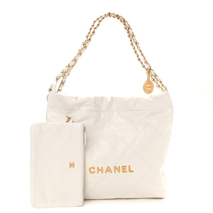 Chanel Shiny Calfskin Quilted Small Chanel 22 White 1 of 11
