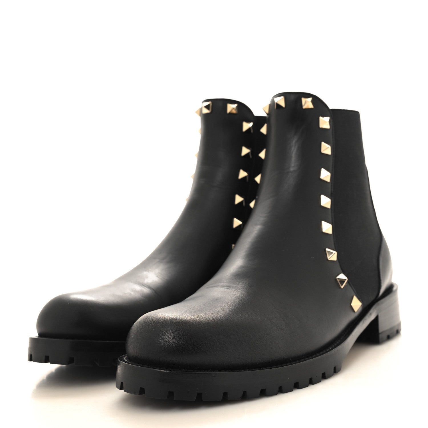 Valentino Garavani Calfskin Rockstud Beatle Chelsea 20mm Ankle Boots 38 Black 3 of 8