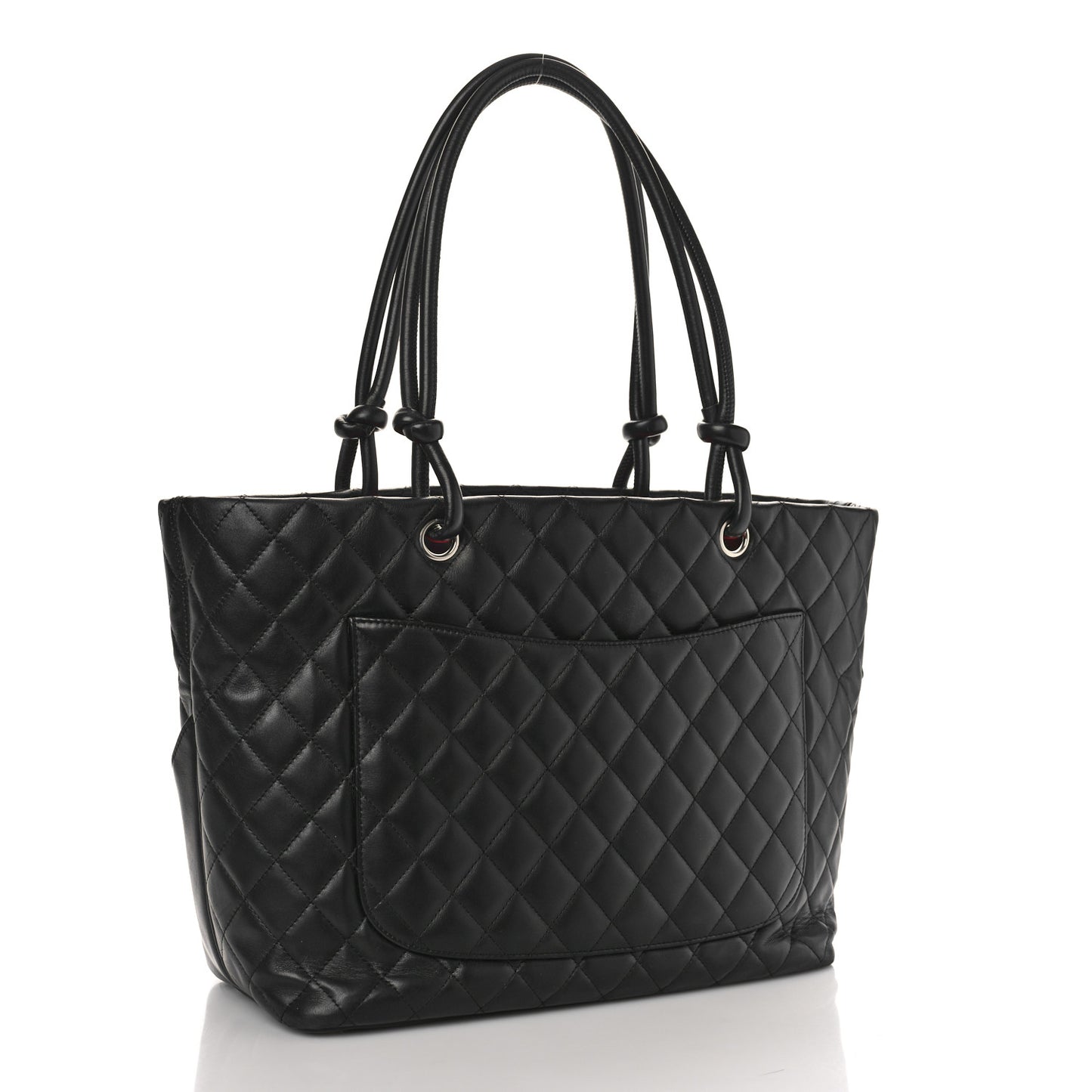 Calfskin Quilted Large Cambon Tote Black