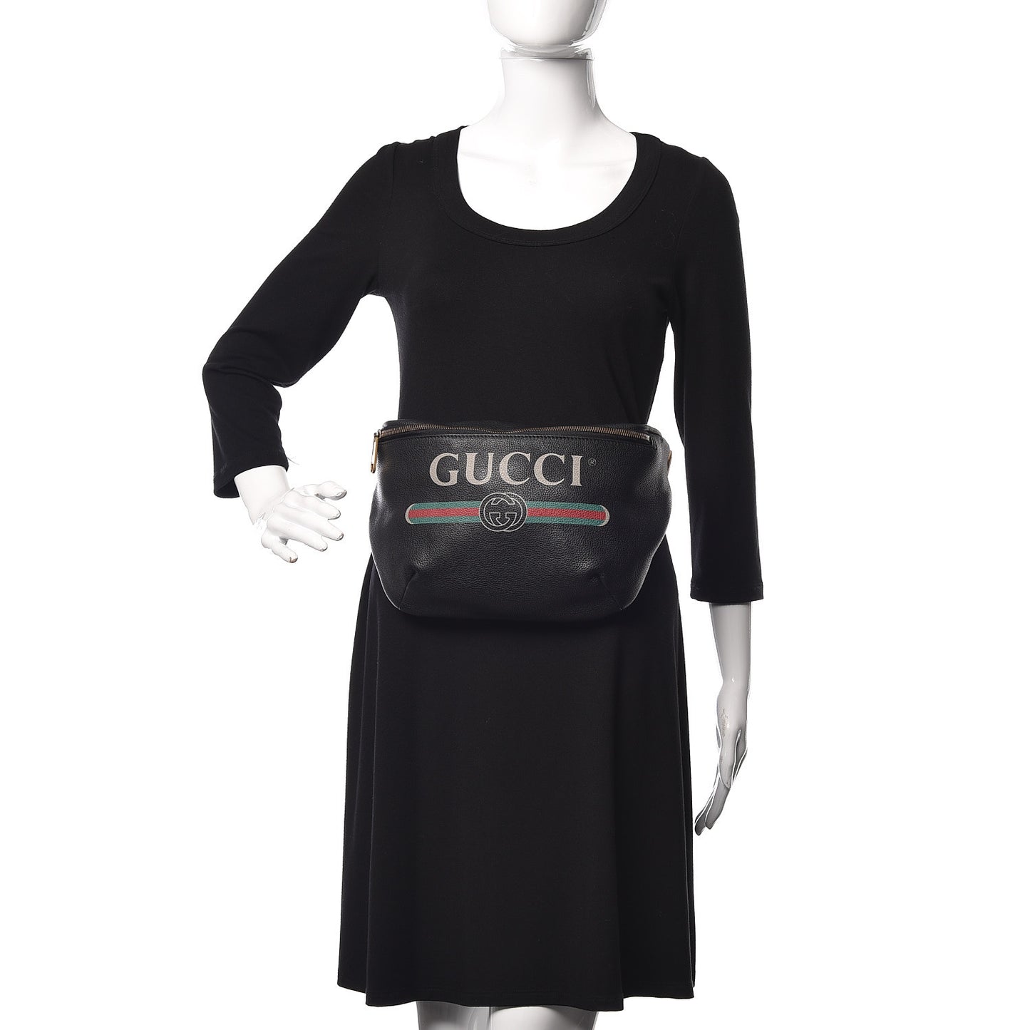 Grained Calfskin Logo Belt Bag Black