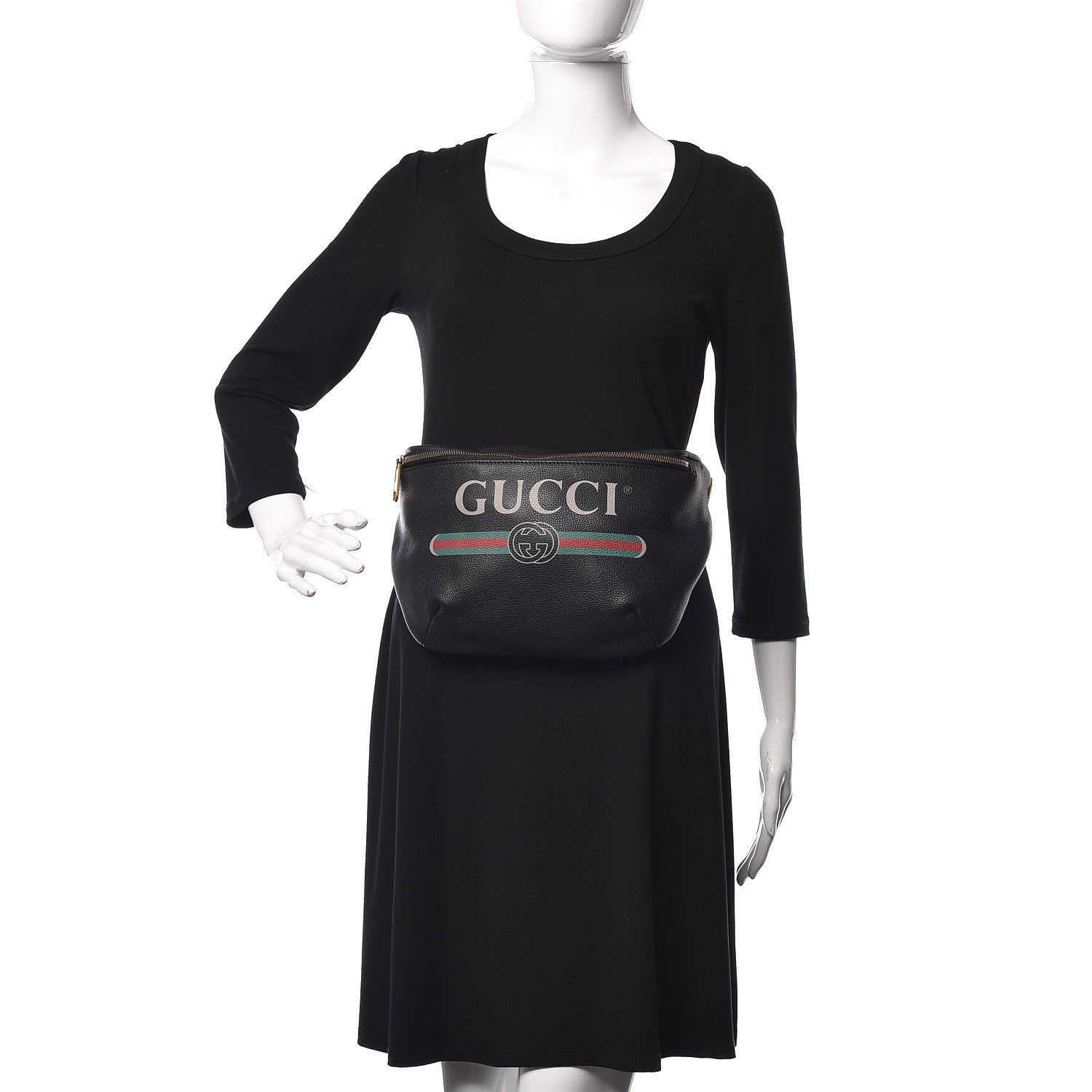 Gucci Grained Calfskin Logo Belt Bag Black 2 of 10