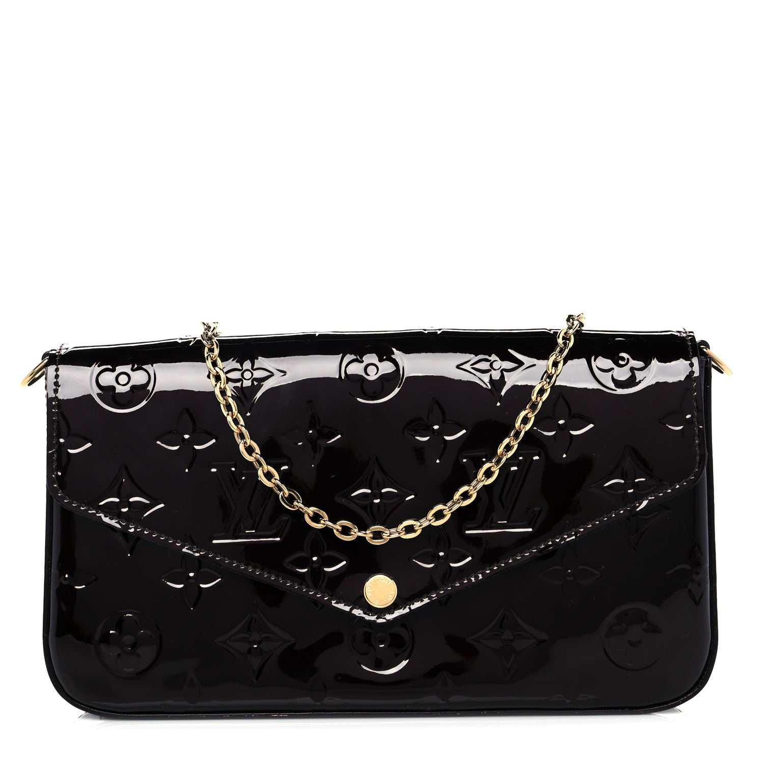 Louis Vuitton Vernis Pochette Felicie Chain Wallet Amarante 3 of 10
