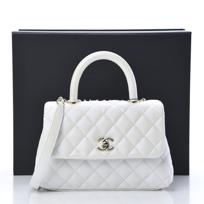 Chanel Iridescent Caviar Quilted Mini Coco Handle Flap White 11 of 11