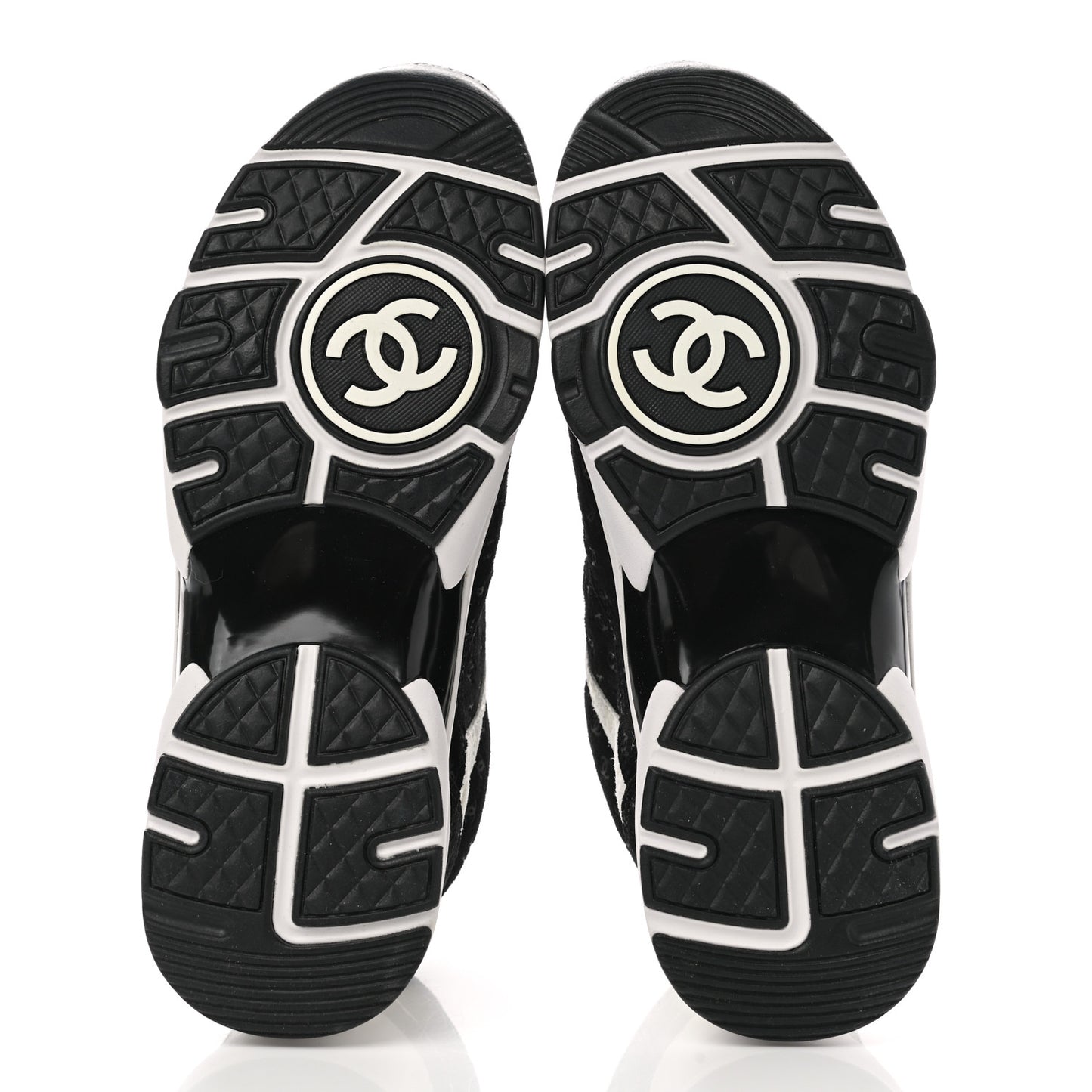 Suede Calfskin Printed CC Sneakers 36.5 Black White