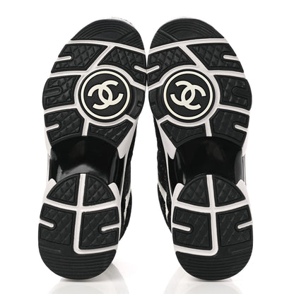 Chanel Suede Calfskin Printed CC Sneakers 36.5 Black White 5 of 8