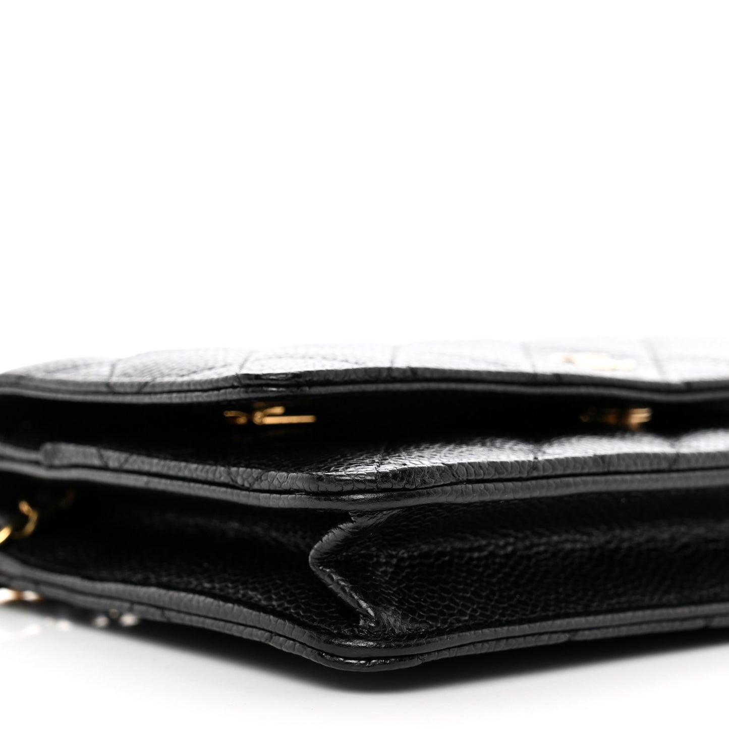 Caviar Quilted Wallet on Chain WOC Black