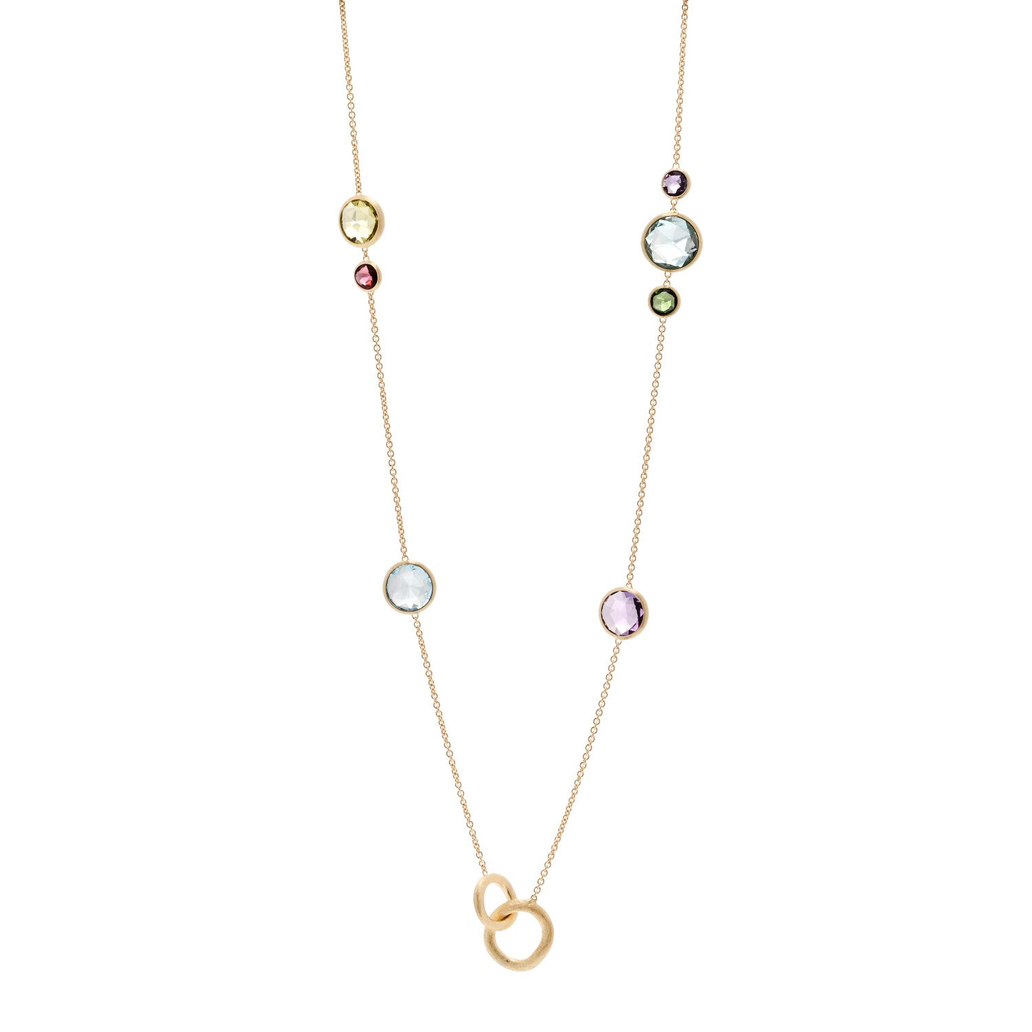 Marco Bicego 18K Yellow Gold Multi Gemstone Jaipur Long Station Link Necklace 1 of 6