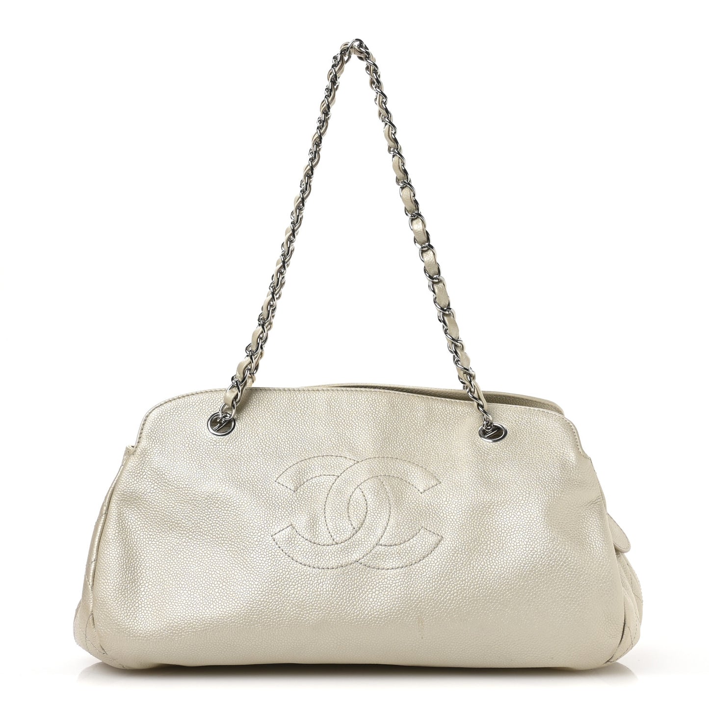 Caviar Quilted Timeless CC Bowler Bag White