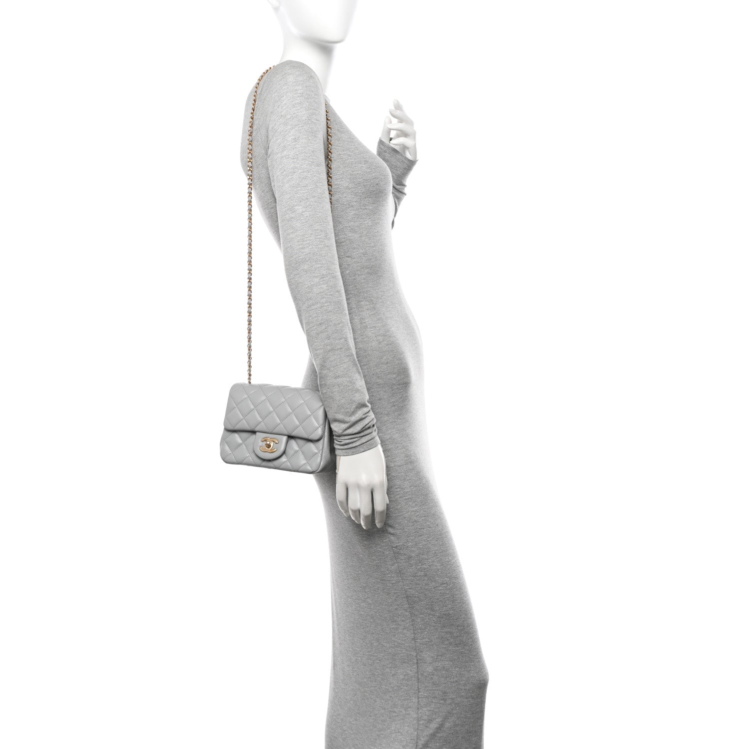 Chanel Lambskin Quilted Mini Pearl Crush Flap Light Grey 2 of 11