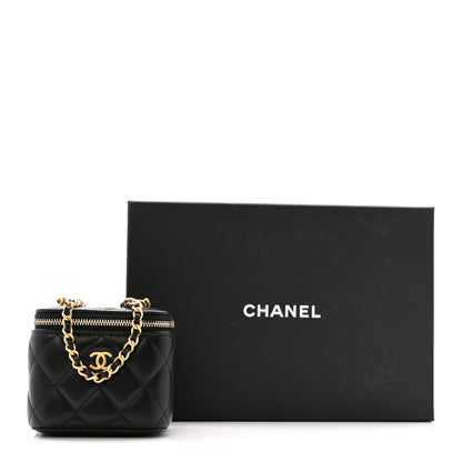 Chanel Lambskin Quilted Mini Pearl Crush Vanity Case With Chain Black 11 of 11