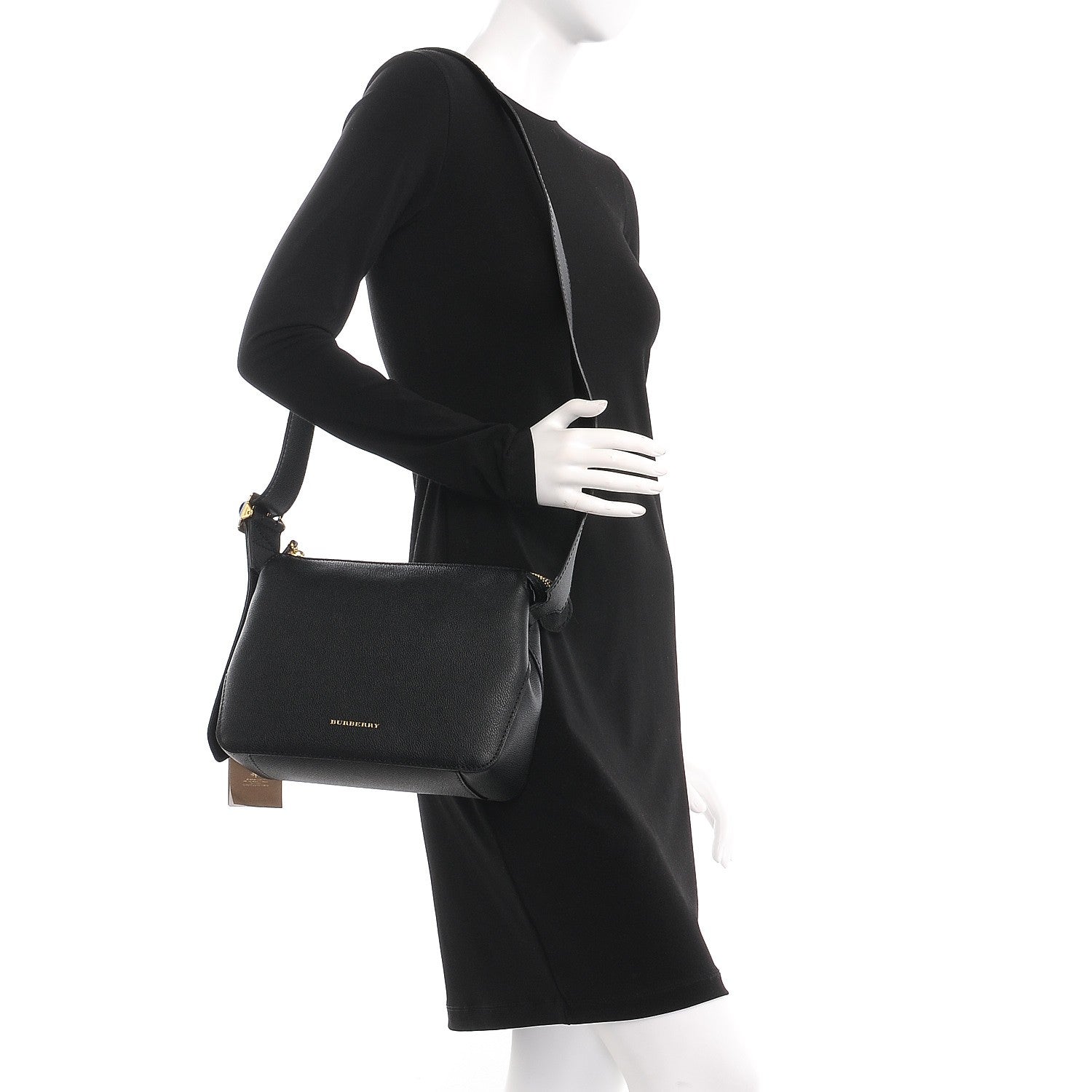 Burberry Soft Grain Calfskin House Check Small Helmsley Crossbody Black 2 of 7