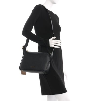 Burberry Soft Grain Calfskin House Check Small Helmsley Crossbody Black 2 of 7