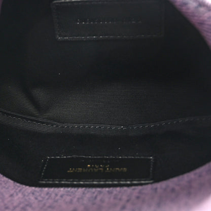 Saint Laurent Denim Quilted Loulou Puffer Monogram Pouch Clutch Bleached Lilac 5 of 10