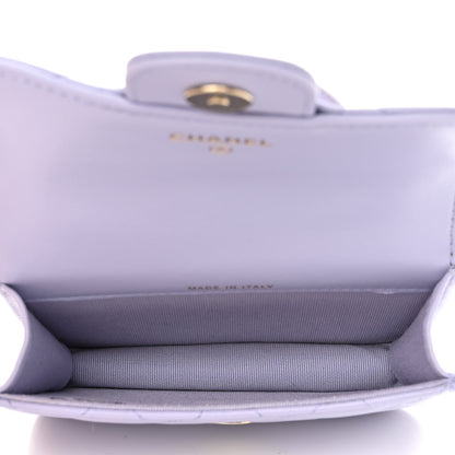 Chanel Lambskin Quilted Top Handle Flap Coin Purse With Chain Light Purple 5 of 11