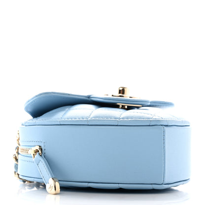 Chanel Lambskin Quilted CC In Love Heart Clutch With Chain Light Blue 4 of 12