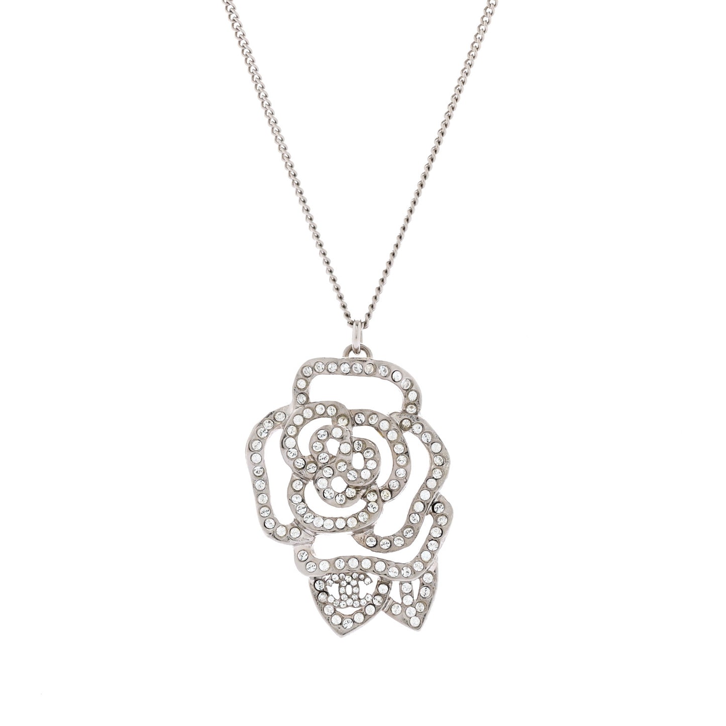 Crystal CC Camellia Necklace Silver