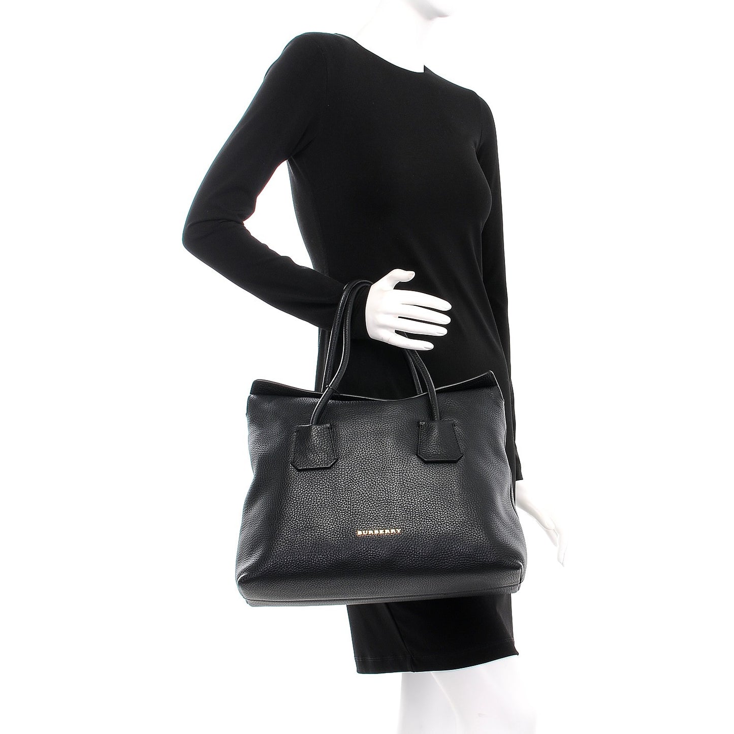 London Grainy Calfskin Medium Baynard Tote Black