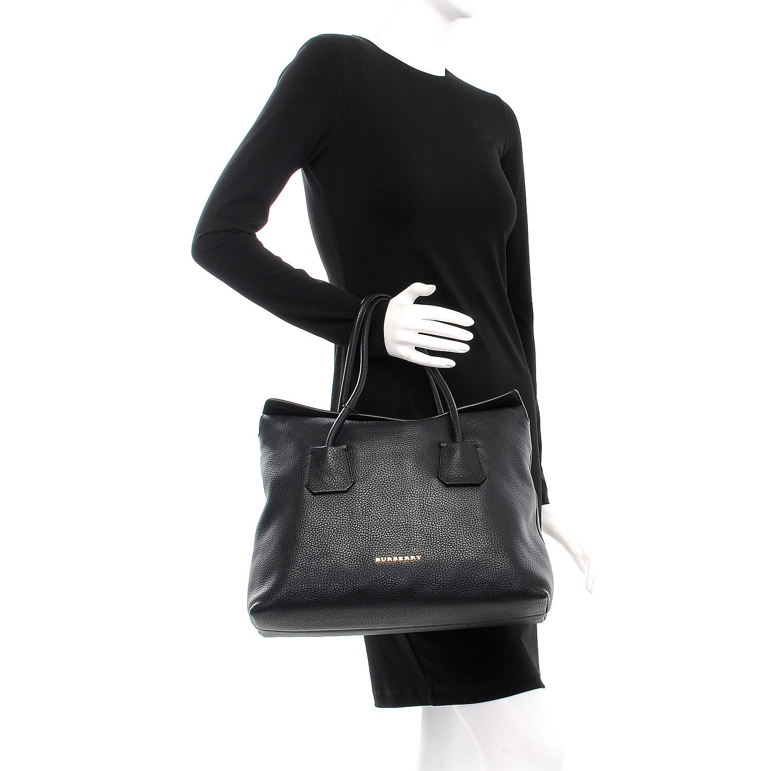 Burberry London Grainy Calfskin Medium Baynard Tote Black 2 of 7