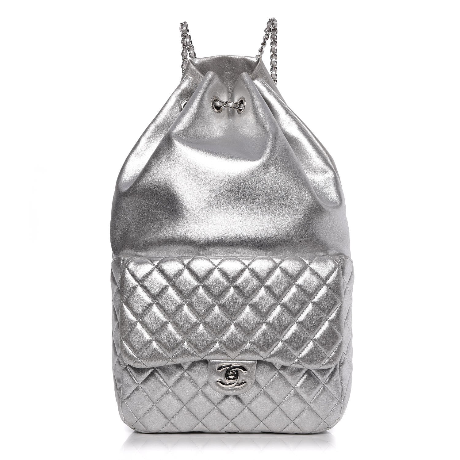 Chanel Metallic Lambskin Quilted Large In Seoul Backpack Silver 1 of 7