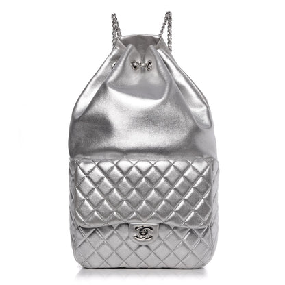 Chanel Metallic Lambskin Quilted Large In Seoul Backpack Silver 1 of 7