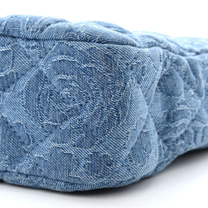 Chanel Denim Quilted Camellia Sweetheart Small Hobo Blue 10 of 11