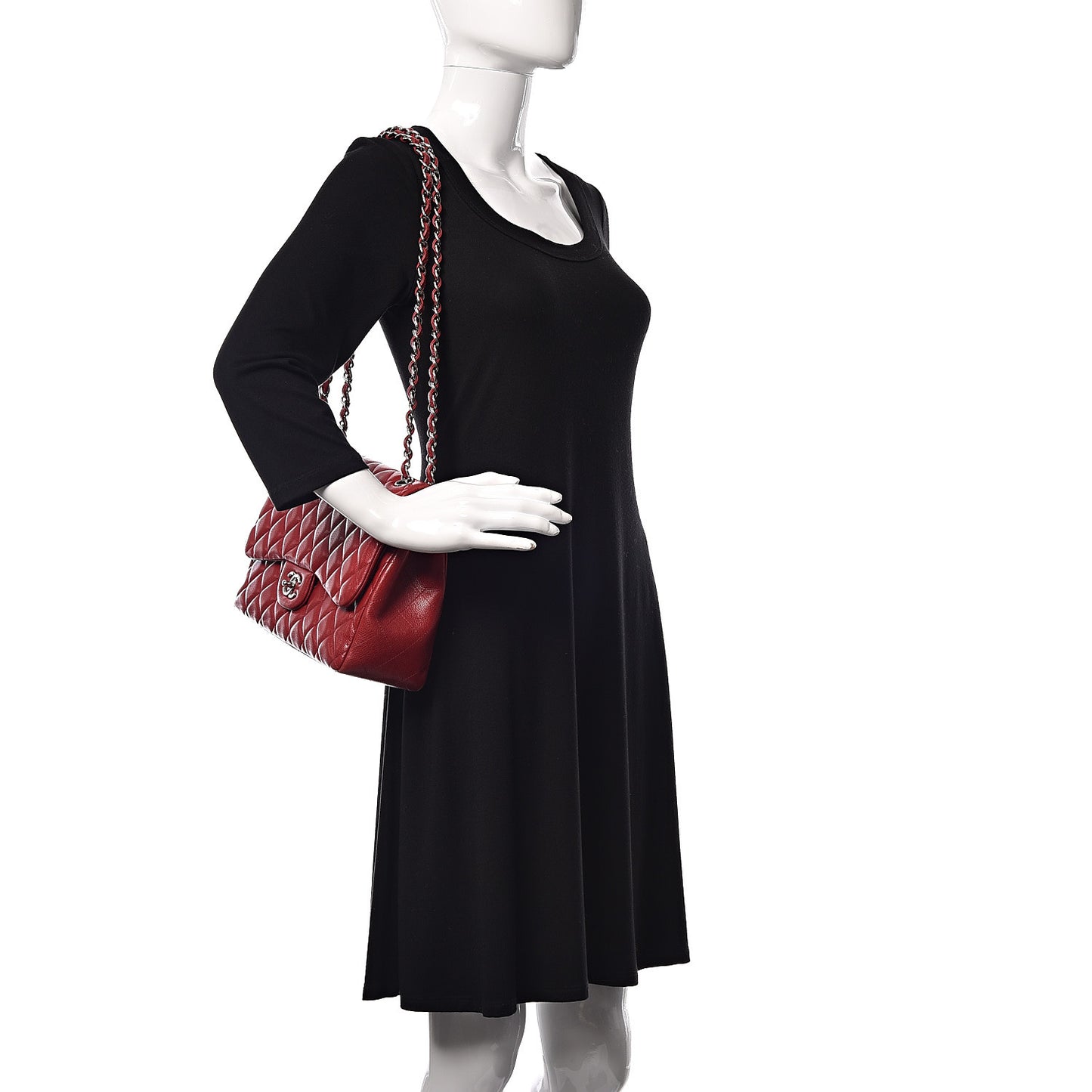 Caviar Quilted Jumbo Double Flap Red