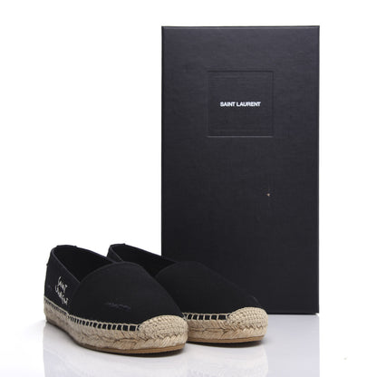 Saint Laurent Canvas Elba Logo Embroidered Espadrilles 35 Black 10 of 10