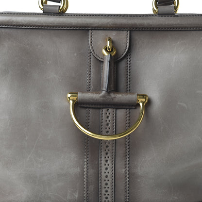 Gucci Calfskin Duilio Brogue Top Handle Bag Grey 10 of 10