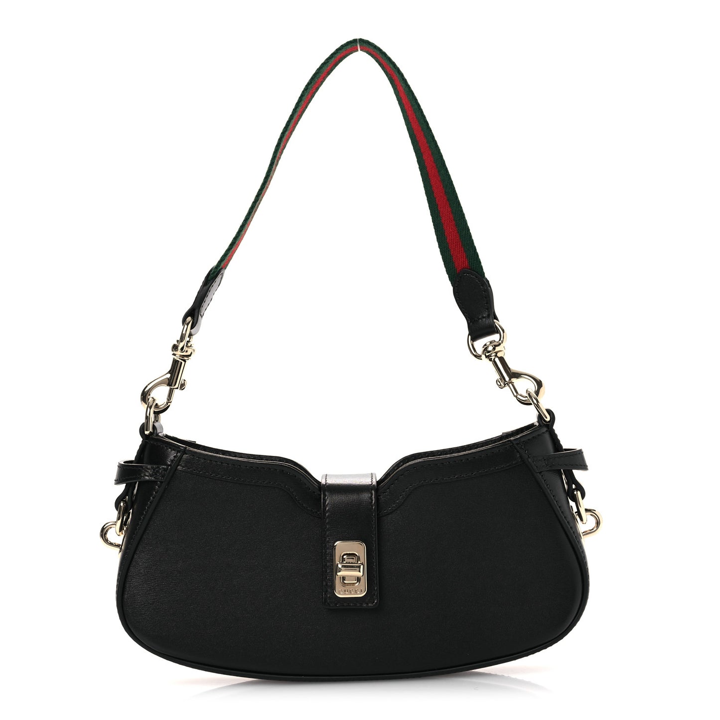 Calfskin Mini Moon Side Shoulder Bag Black