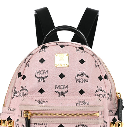 MCM Visetos Side Stud Mini Stark Backpack Pink Black 10 of 13