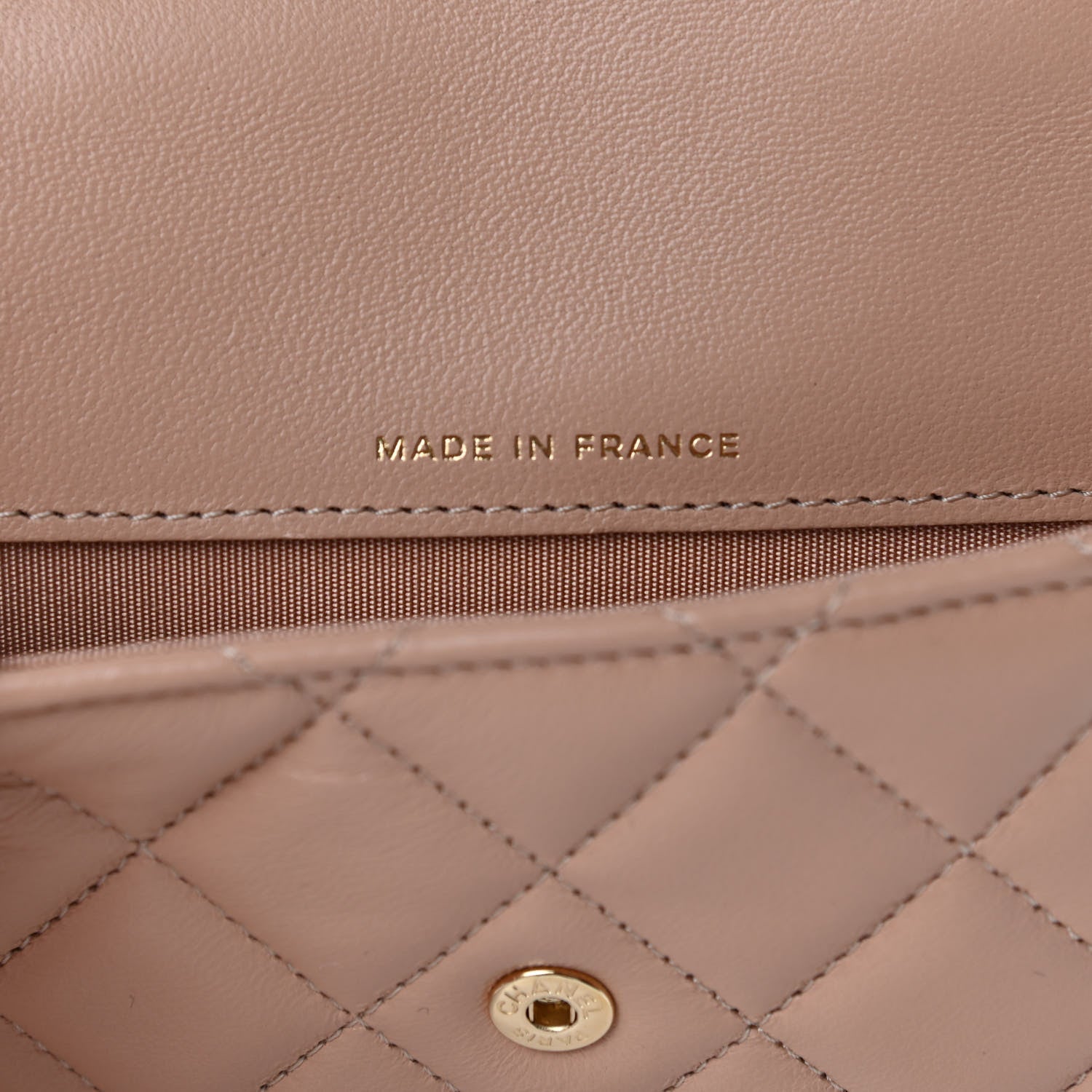Chanel Lambskin Quilted Top Handle Flap Coin Purse With Chain Beige 7 of 13