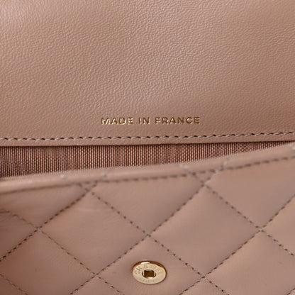 Chanel Lambskin Quilted Top Handle Flap Coin Purse With Chain Beige 7 of 13
