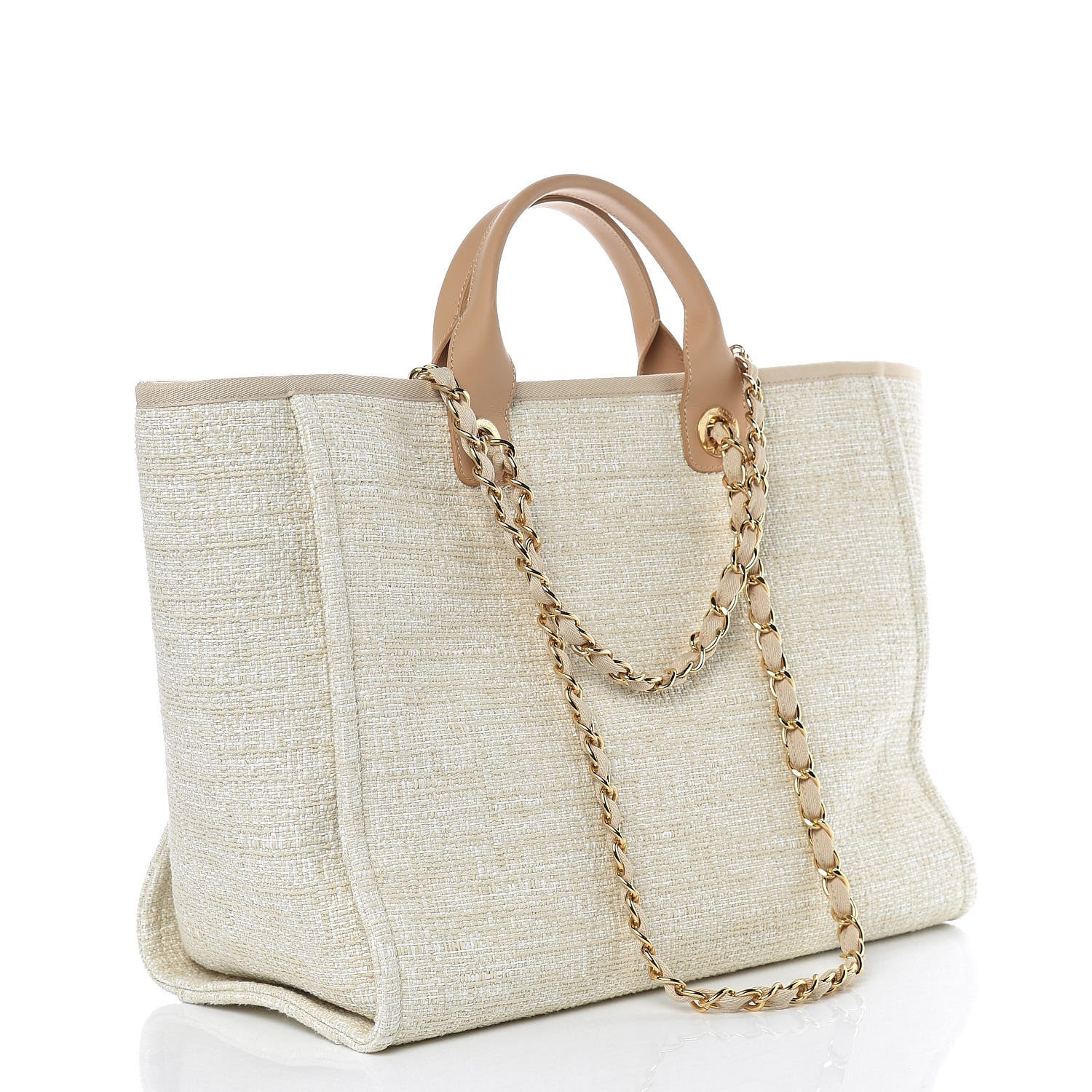 Chanel Canvas Large Deauville Tote Light Beige 4 of 10