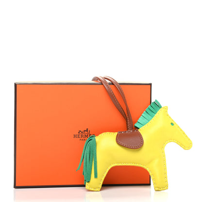 Hermes Milo Lambskin Grigri Rodeo Horse Bag Charm MM Lime Menthe Fauve 4 of 4