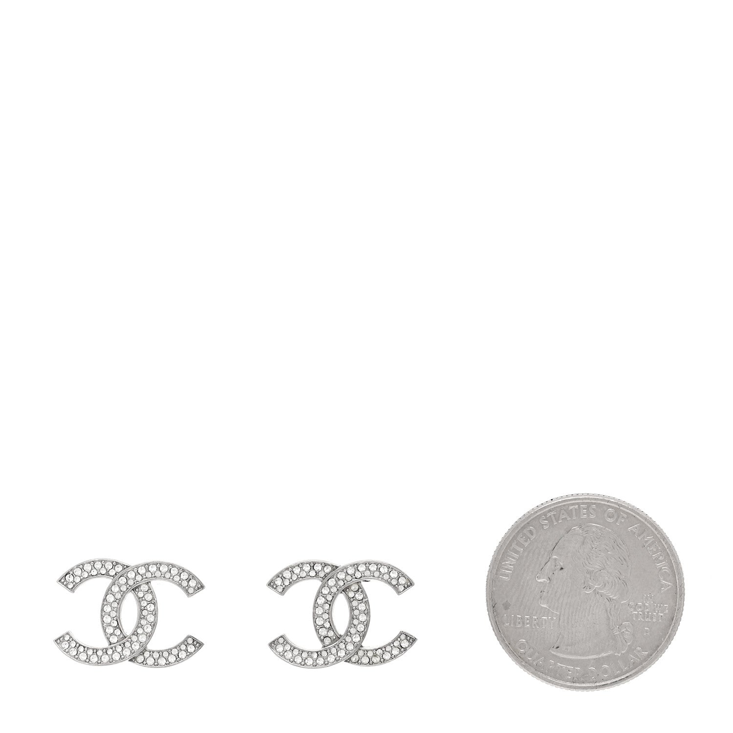 Chanel Crystal Palais Garnier CC Earrings Silver 2 of 5