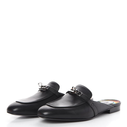 Hermes Goatskin Oz Mules 38.5 Black 3 of 8