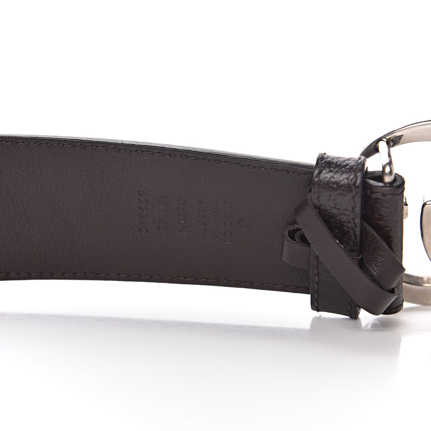 Gucci Textured Dollar Calfskin Nickel Double G 40mm Belt 105 42 Dark Cocoa 4 of 6