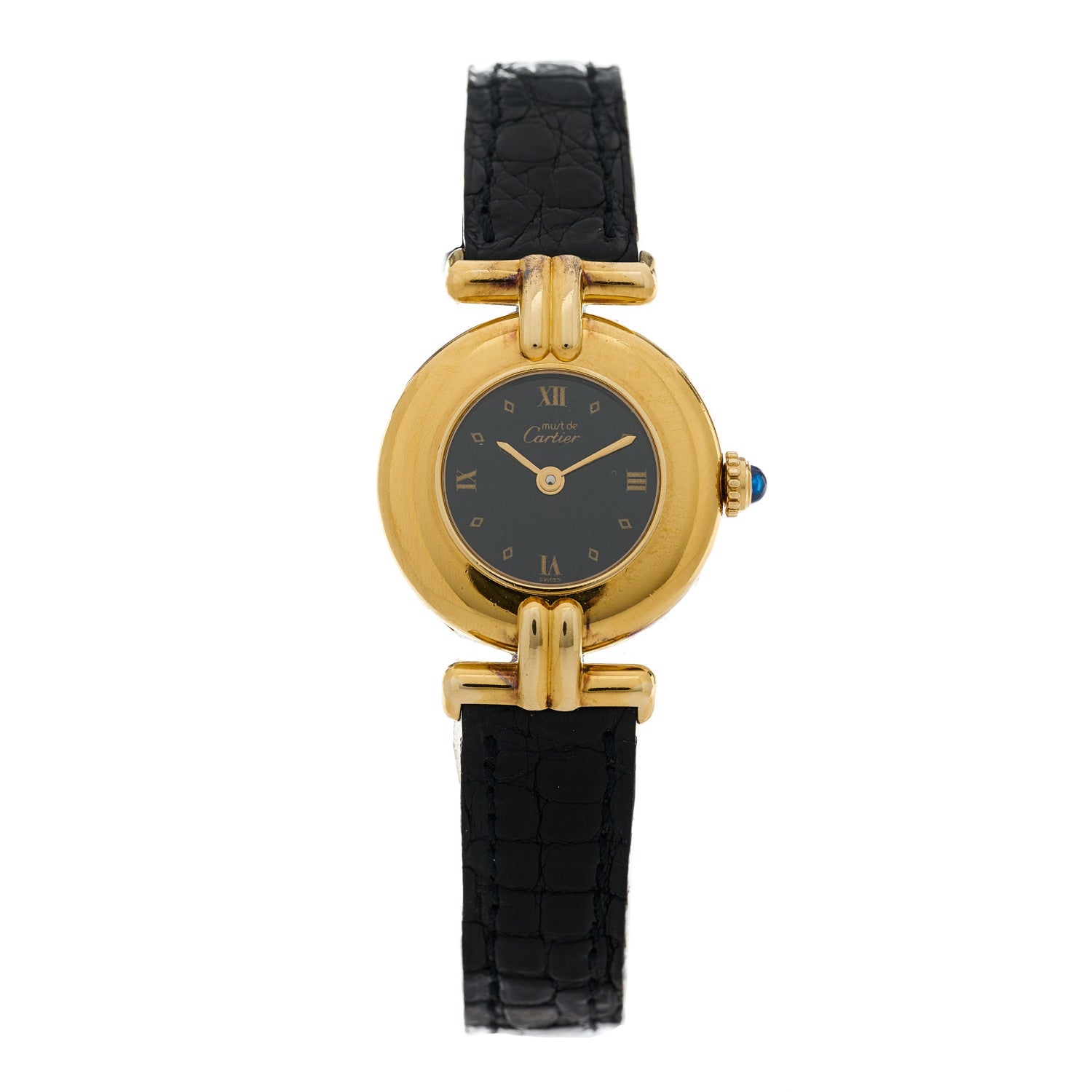 Cartier Sterling Silver Vermeil Alligator 24mm Must de Colisee Quartz Watch 1 of 4