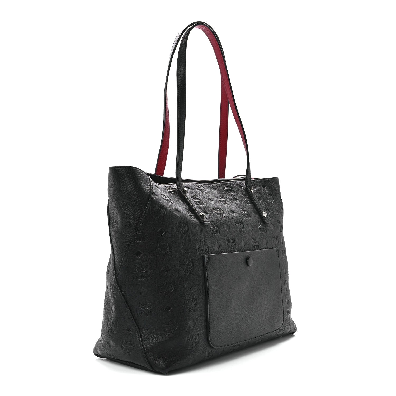 MCM Calfskin Ottomar Monogram Medium Klara Shopper Tote Black 3 of 11